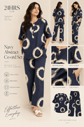 Navy Abstract Print Co-ord Set